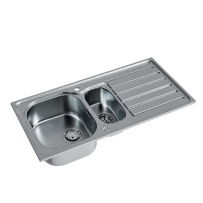 Stainless Steel 1.5 Bowl Inset Kitchen Sink - Ellsi