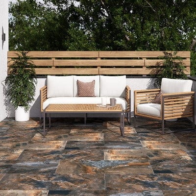 Midnight Outdoor Glazed Porcelain Paving - 1200 x 600mm (Grey) - Build4less