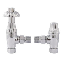 Load image into Gallery viewer, Angled Thermostatic Valve Lockshield - Fluted Finish - Bayswater
