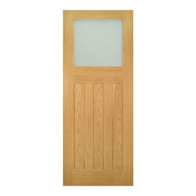 Cambridge Unfinished Oak Frosted Glaze Internal Door - All Sizes - Deanta