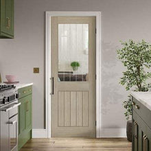 Load image into Gallery viewer, Belize Light Grey Pre-Finished 1 Glazed Clear With Frosted Lines Light Panel Interior Door - All Sizes - LPD Doors Doors
