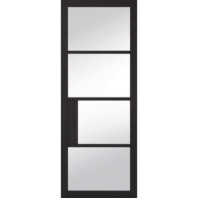 Chelsea Black Primed 4 Glazed Clear Light Panels Interior Door - All Sizes - LPD Doors Doors