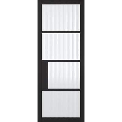 Chelsea Black Primed 4 Glazed Reeded Light Panels Interior Door - All Sizes - LPD Doors Doors
