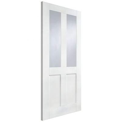 London White Primed 2 Glazed Clear Light Panels Interior Door - All Sizes - LPD Doors Doors
