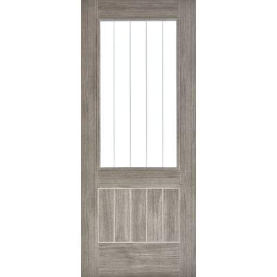 Mexicano Light Grey Laminated 1 Glazed Clear With Frosted Lines Light Panel Interior Door - All Sizes - LPD Doors Doors