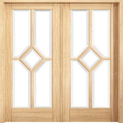 Reims Oak Unfinished 10 Glazed Clear Light Panels Interior Room Divider - 2031mm x 1246mm - LPD Doors Doors