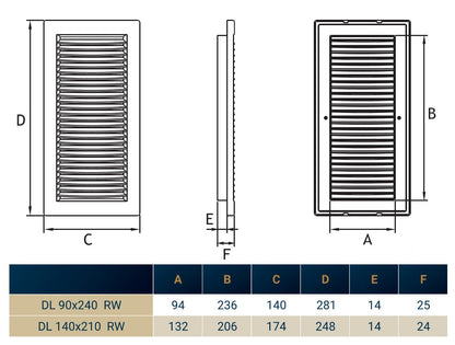 Louvre Vent White DL/140X210 RW LUX With Fly Mesh - Best4Trade-Retail