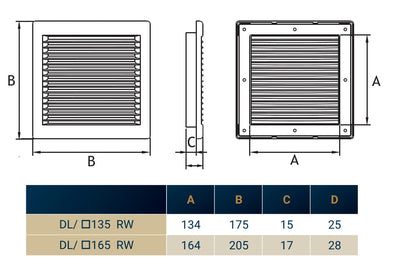 Louvre Vent White DL/135 RW LUX With Fly Mesh - Best4Trade-Retail