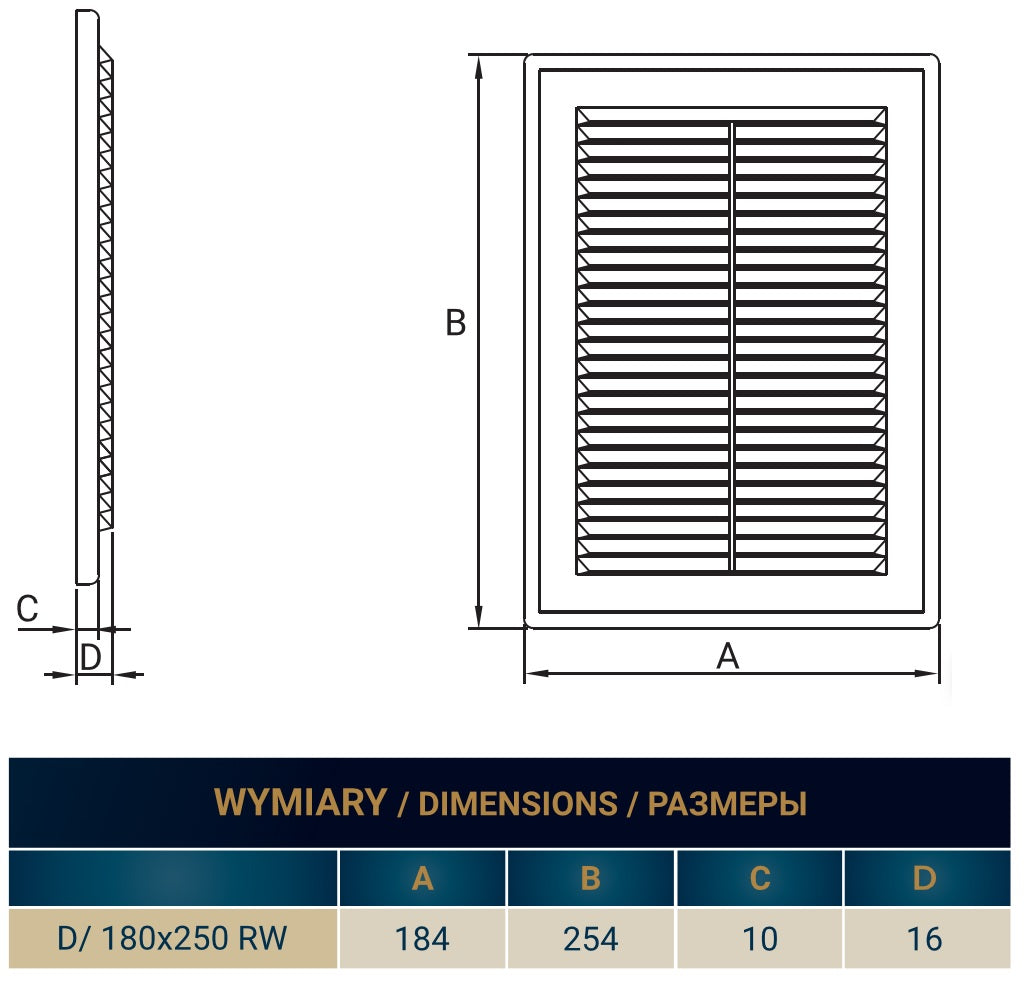 Louvre Vent D/180X250RW Classic 180mm X 250mm with Fly Screen - Best4Trade-Retail
