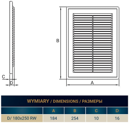 Louvre Vent D/180X250RW Classic 180mm X 250mm with Fly Screen - Best4Trade-Retail