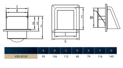 External White Louvre Vent  KRD/100 fi100mm - Best4Trade-Retail