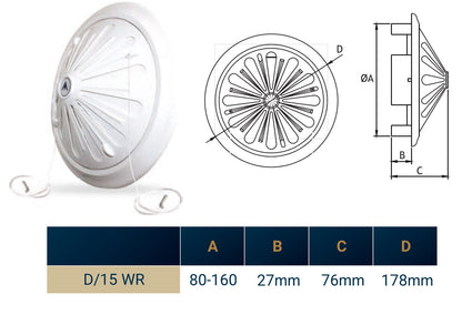 Adjustable Louvre Vent Round 80mm-160mm White - Best4Trade-Retail