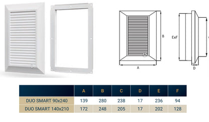 Louvre Vent Graphite Duo Smart 140/210 140mm X 210mm With Fly Mesh - Best4Trade-Retail