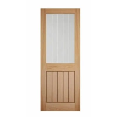 Cottage Oak Glazed 1 Lite 1 Panel Unfinished Internal Door - All Sizes - Doors4less