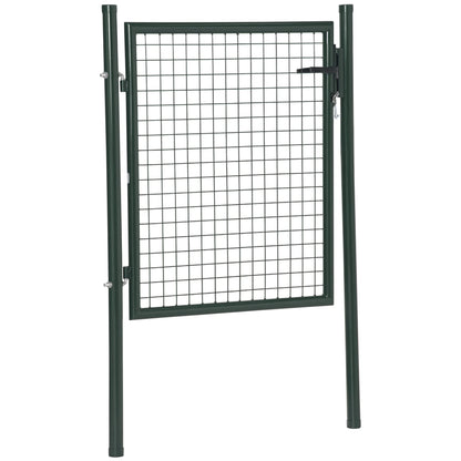 HOMCOM Green Steel Garden Gate with Lock and 3 Keys 97 x 150cm, Green