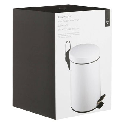 Parker 3 Ltr White Pedal Bin