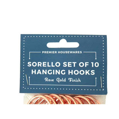 Sorello Rose Gold Hanging Hooks - Set of 10
