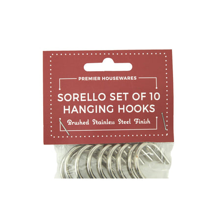 Sorello Brushed Steel Hooks - Set of 10