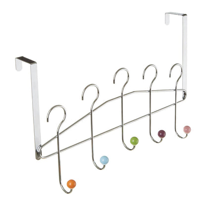 Multicoloured 5 Hook Over Door Hanger