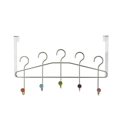 Multicoloured 5 Hook Over Door Hanger