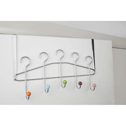 Multicoloured 5 Hook Over Door Hanger