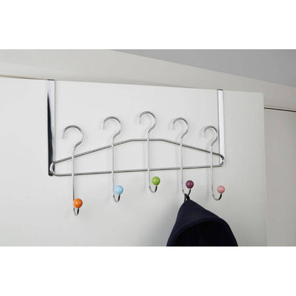 Multicoloured 5 Hook Over Door Hanger