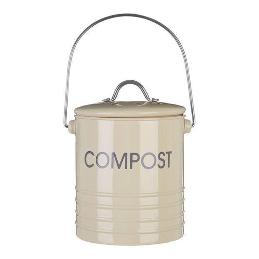 Cream Compost Bin with Handle