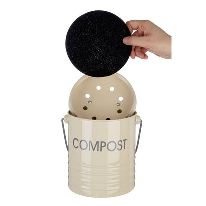 Cream Compost Bin with Handle