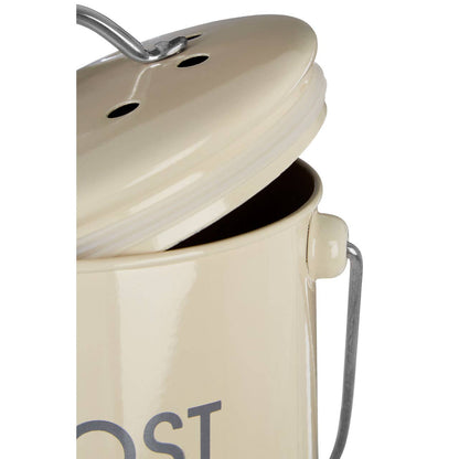 Cream Compost Bin with Handle