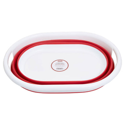 Collapsible Red White Laundry Basket