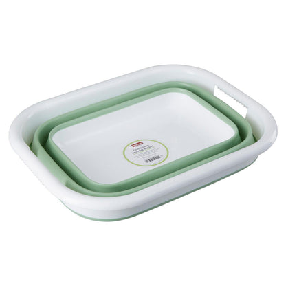 Collapsible Green White Laundry Basket