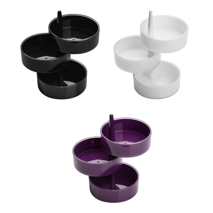 3pc Black Plastic Rotary Storage Tray Set