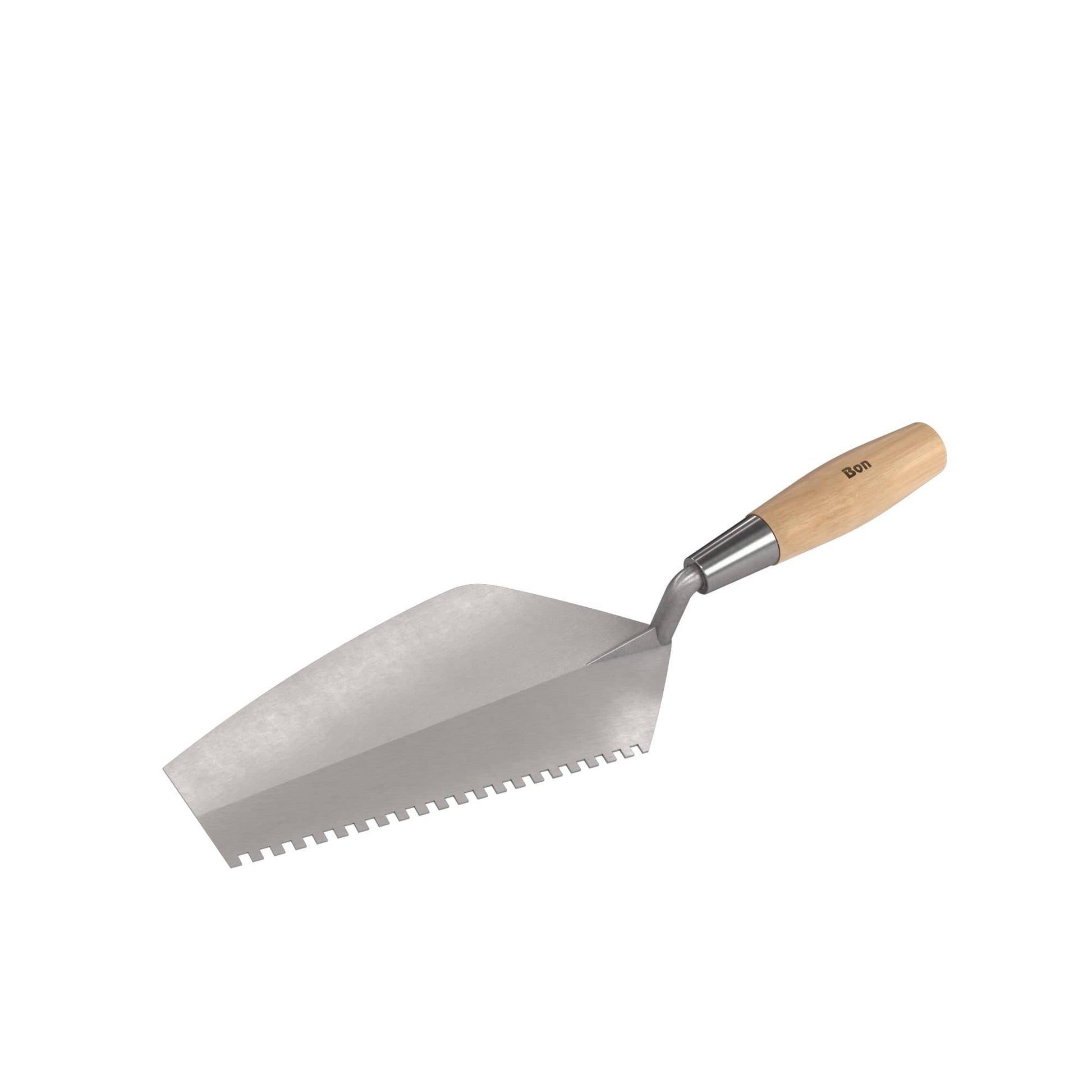 Bon Tool Notched Mason's Trowel - Right Hand - Wood Handle (11-101) - RHINOBUILD Bricklaying Tools