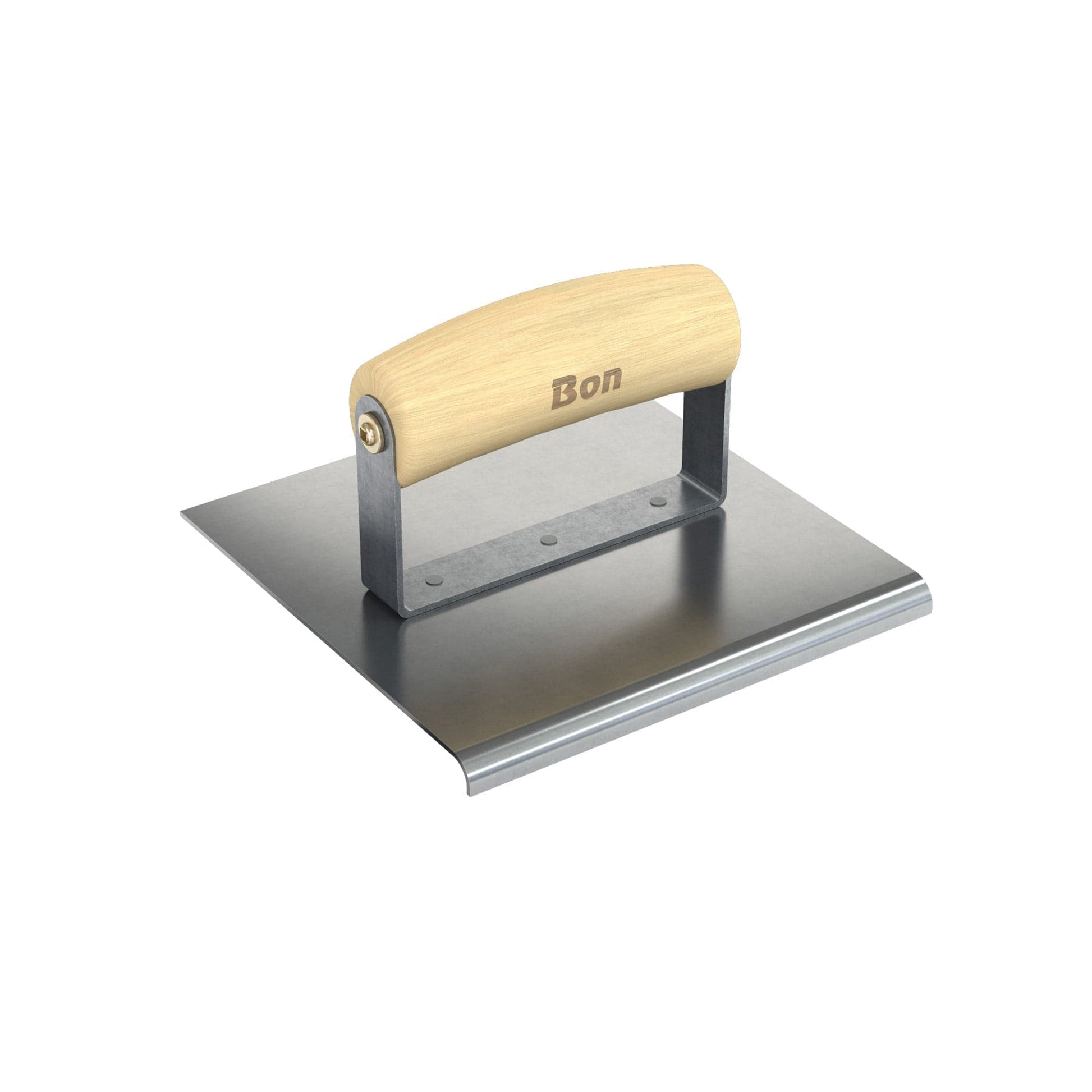 Bon Tool Stainless Steel Pavement Edger - 6" x 6" - Wood Wave Handle - RHINOBUILD Bricklaying Tools