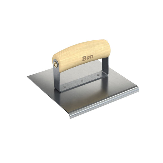 Bon Tool Stainless Steel Pavement Edger - 6" x 6" - Wood Wave Handle - RHINOBUILD Bricklaying Tools