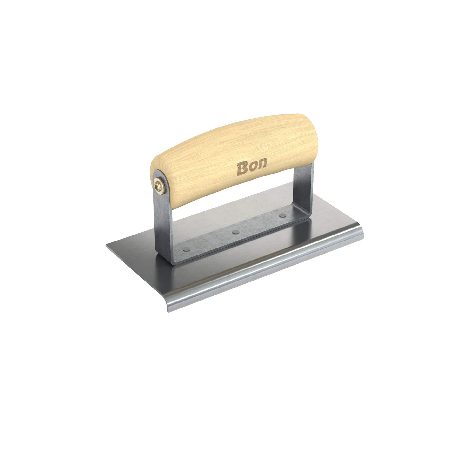 Bon Tool Stainless Steel Pavement Edger - 6" x 3" - Wood Wave Handle - RHINOBUILD Bricklaying Tools