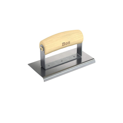 Bon Tool Stainless Steel Pavement Edger - 6" x 3" - Wood Wave Handle - RHINOBUILD Bricklaying Tools