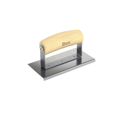 Bon Tool Stainless Steel Pavement Edger - 6" x 3" - Wood Wave Handle - RHINOBUILD Bricklaying Tools