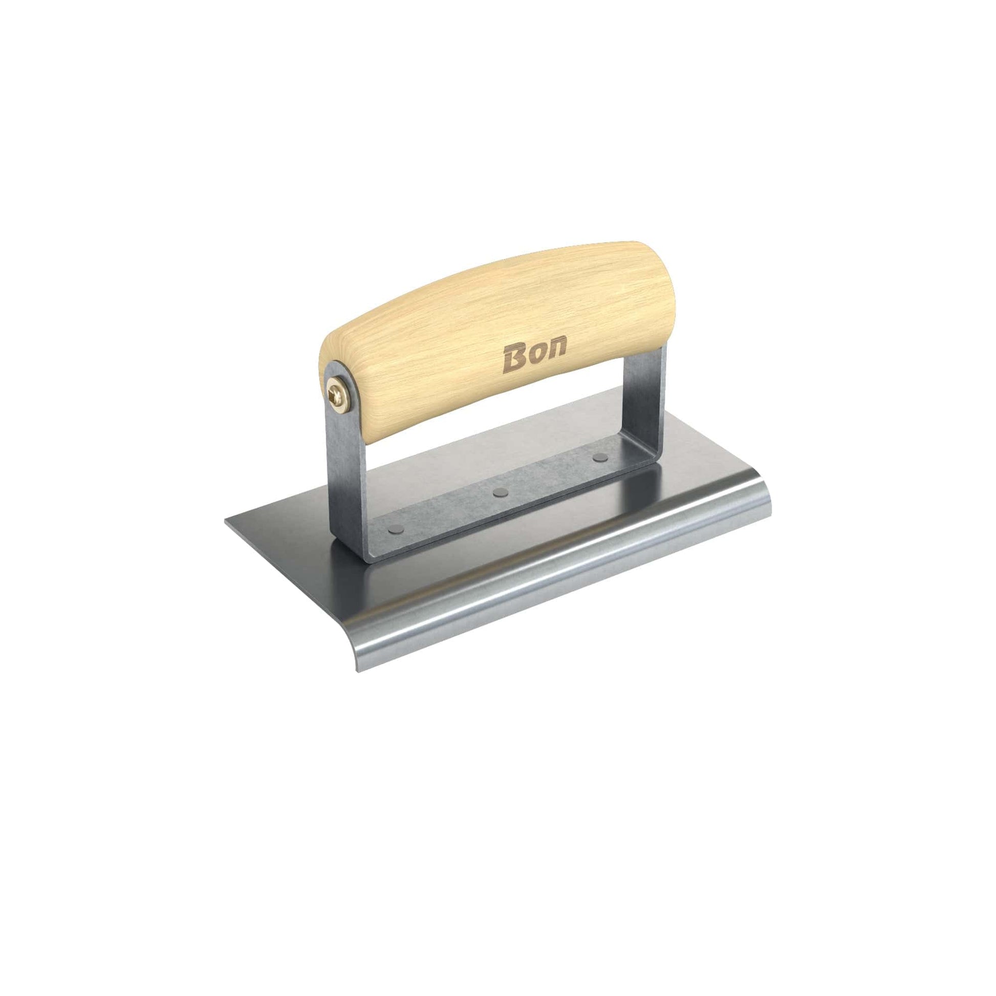 Bon Tool Stainless Steel Pavement Edger - 6" x 3" - Wood Wave Handle - RHINOBUILD Bricklaying Tools