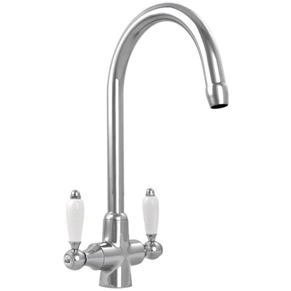 Astini Desire 100 1 Bowl White Ceramic Kitchen Sink with Waste & Colonial Tap
