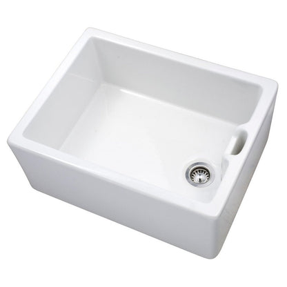 Astini Belfast 100 1.0 Bowl White Ceramic Kitchen Sink with Strainer Waste