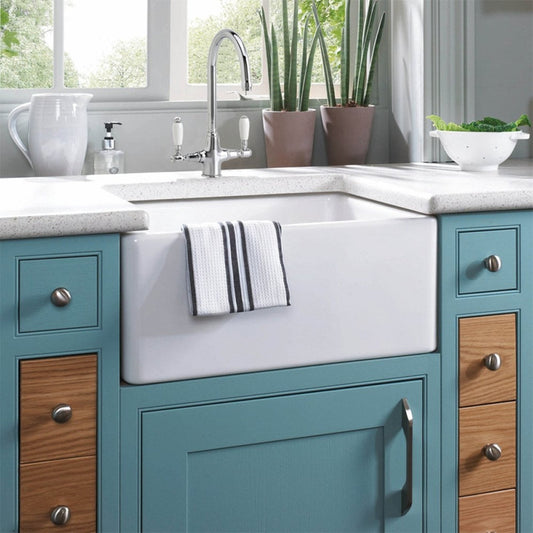 Astini Belfast 100 1.0 Bowl White Ceramic Kitchen Sink with Plug Waste