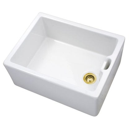 Astini Belfast 100 1.0 Bowl White Ceramic Kitchen Sink with Strainer Waste