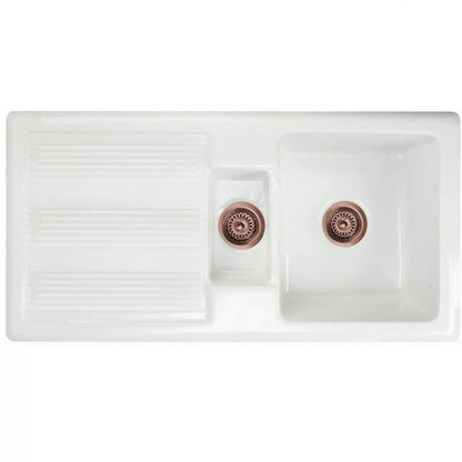 Astini Canterbury 150 1.5 Bowl Gloss White Ceramic Kitchen Sink with Waste Options