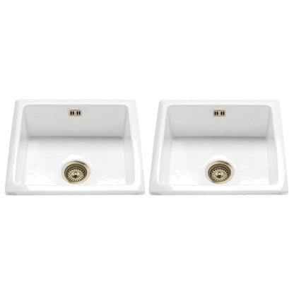 Astini Hampton 200 2.0 Bowl White Ceramic Undermount Kitchen Sink with Waste