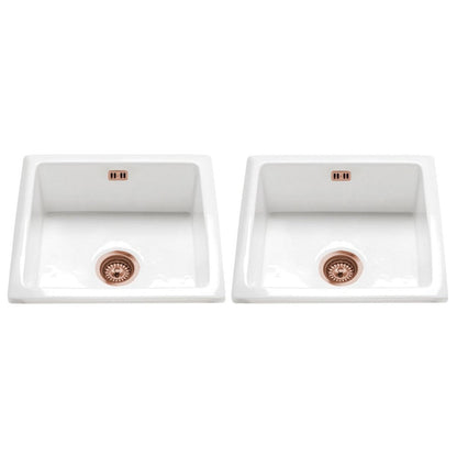 Astini Hampton 200 2.0 Bowl White Ceramic Undermount Kitchen Sink with Waste
