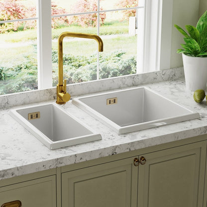 Astini Hampton 100 1.0 Bowl White Ceramic Undermount Kitchen Sink with Waste