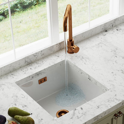 Astini Hampton 100 1.0 Bowl White Ceramic Undermount Kitchen Sink with Waste