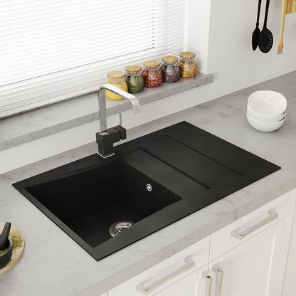 Astini Xeron 1.0 Bowl Black SMC Synthetic Reversible Kitchen Sink, Waste & Tap XERON100BLACK+5ECB