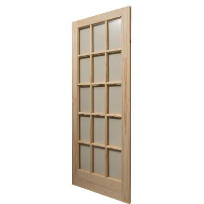 Knotty Pine Unfinished Internal Door - 15 Clear Glazed Light Panels - All Sizes - Doors4less